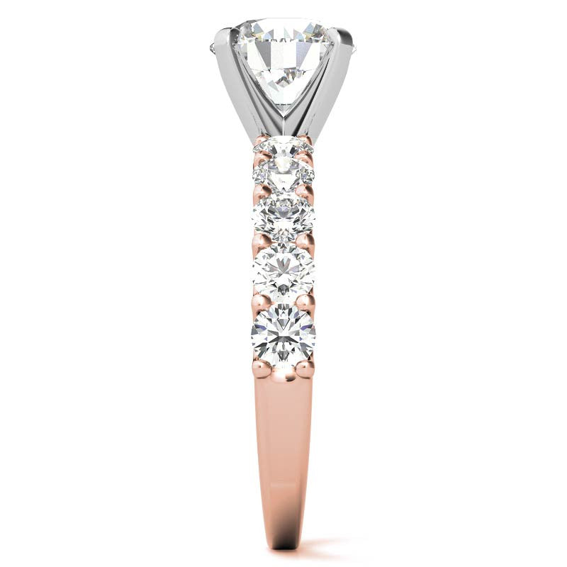 Moissanite U-Shaped Shared-Prong Semi-Eternity Ring (1.0ct)
