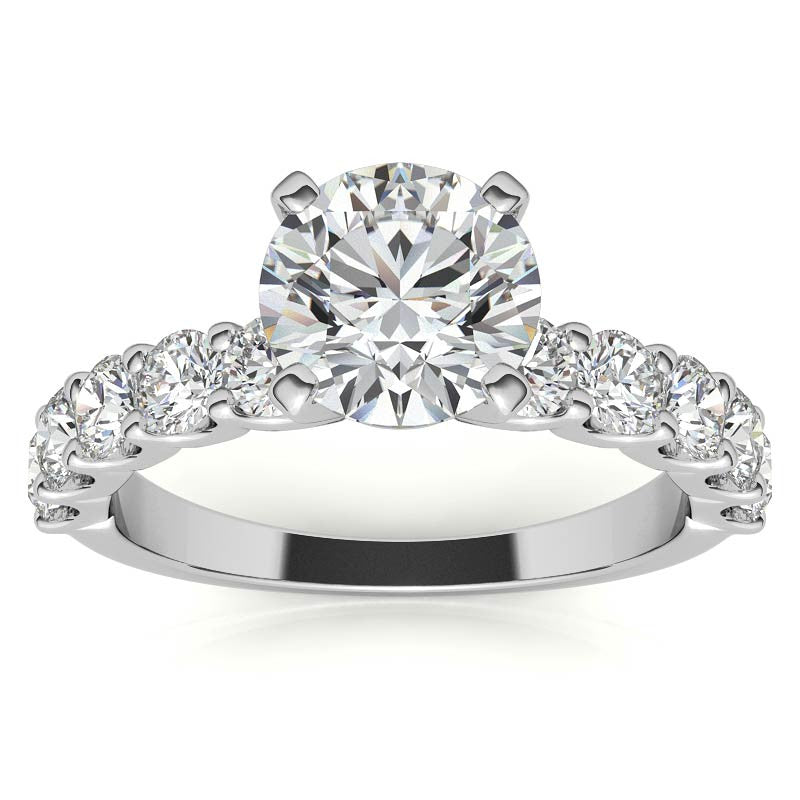 Moissanite U-Shaped Shared-Prong Semi-Eternity Ring (1.0ct)