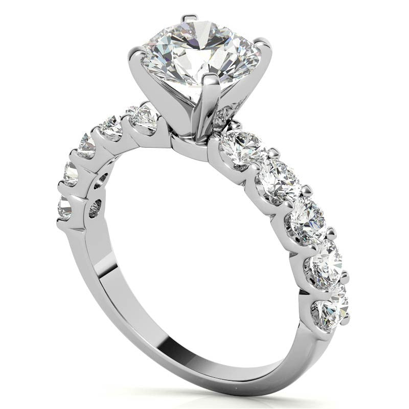 Moissanite U-Shaped Shared-Prong Semi-Eternity Ring (1.0ct)