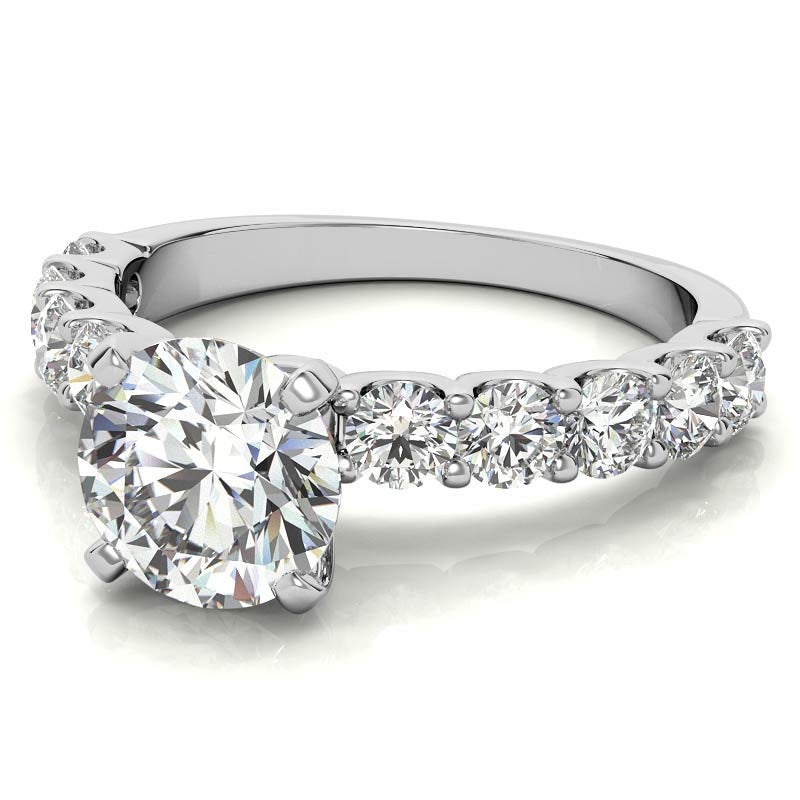 Moissanite U-Shaped Shared-Prong Semi-Eternity Ring (1.0ct)