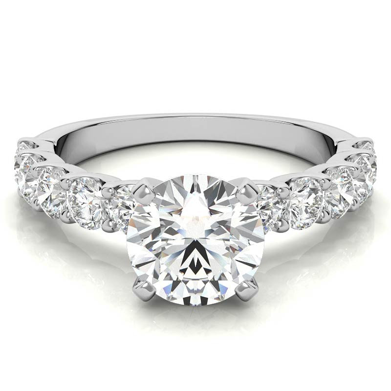 Moissanite U-Shaped Shared-Prong Semi-Eternity Ring (1.0ct)