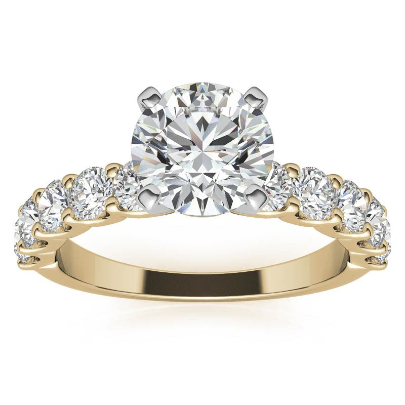 Moissanite U-Shaped Shared-Prong Semi-Eternity Ring (1.0ct)