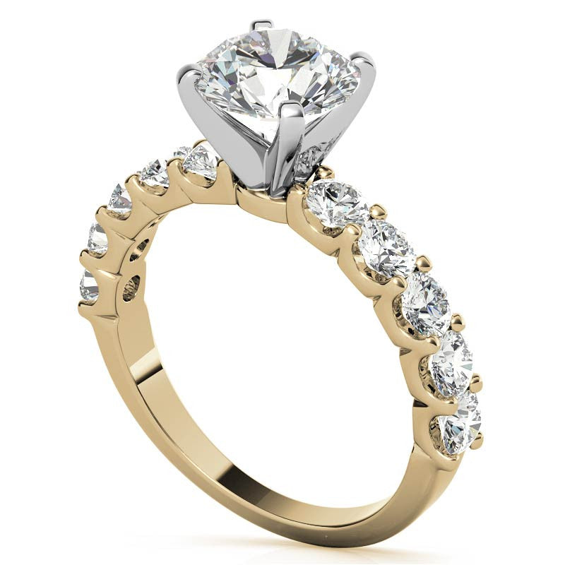 Moissanite U-Shaped Shared-Prong Semi-Eternity Ring (1.0ct)