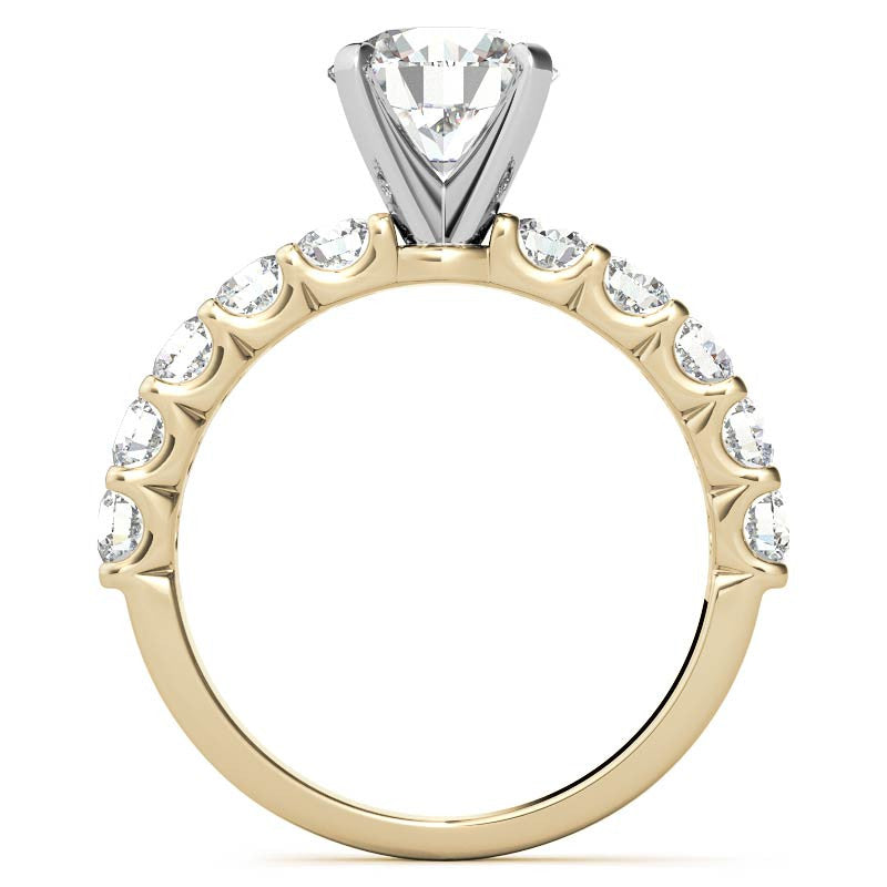 Moissanite U-Shaped Shared-Prong Semi-Eternity Ring (1.0ct)