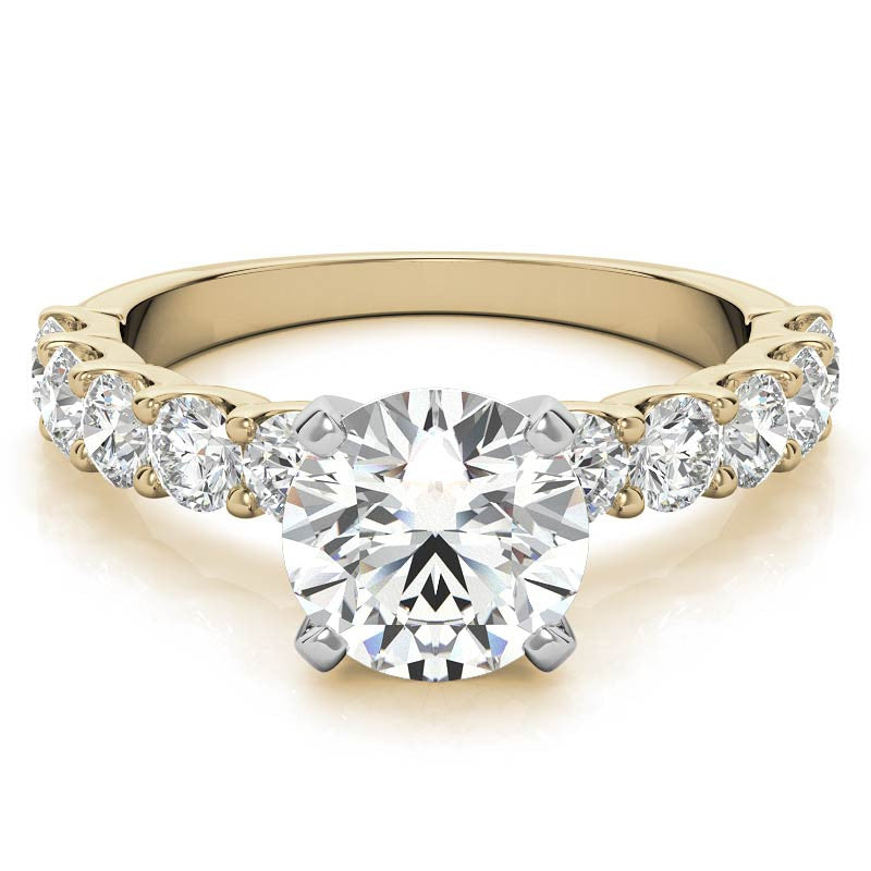 Moissanite U-Shaped Shared-Prong Semi-Eternity Ring (1.0ct)