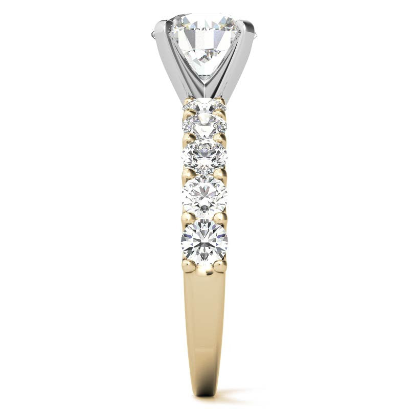 Moissanite U-Shaped Shared-Prong Semi-Eternity Ring (1.0ct)