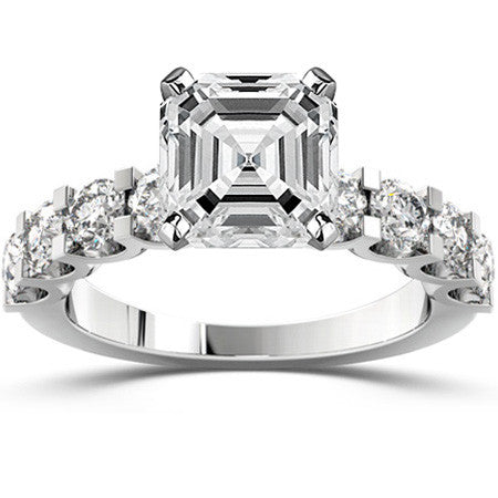 Moissanite U-Shaped Shared-Prong Semi-Eternity Ring, 1.2ct