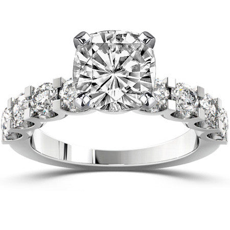 Moissanite U-Shaped Shared-Prong Semi-Eternity Ring, 1.2ct