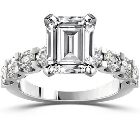 Moissanite U-Shaped Shared-Prong Semi-Eternity Ring, 1.2ct