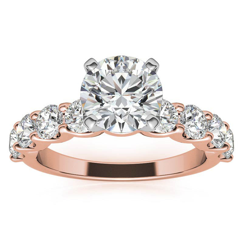 Moissanite U-Shaped Shared-Prong Semi-Eternity Ring, 1.2ct