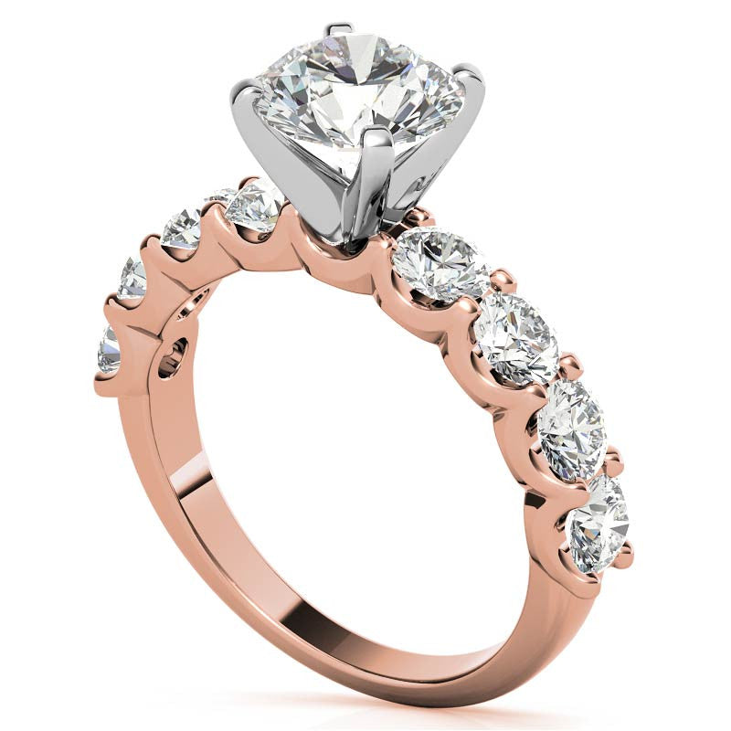 Moissanite U-Shaped Shared-Prong Semi-Eternity Ring, 1.2ct