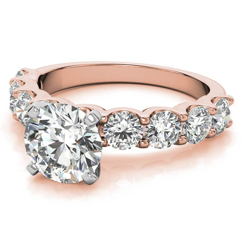 Moissanite U-Shaped Shared-Prong Semi-Eternity Ring, 1.2ct