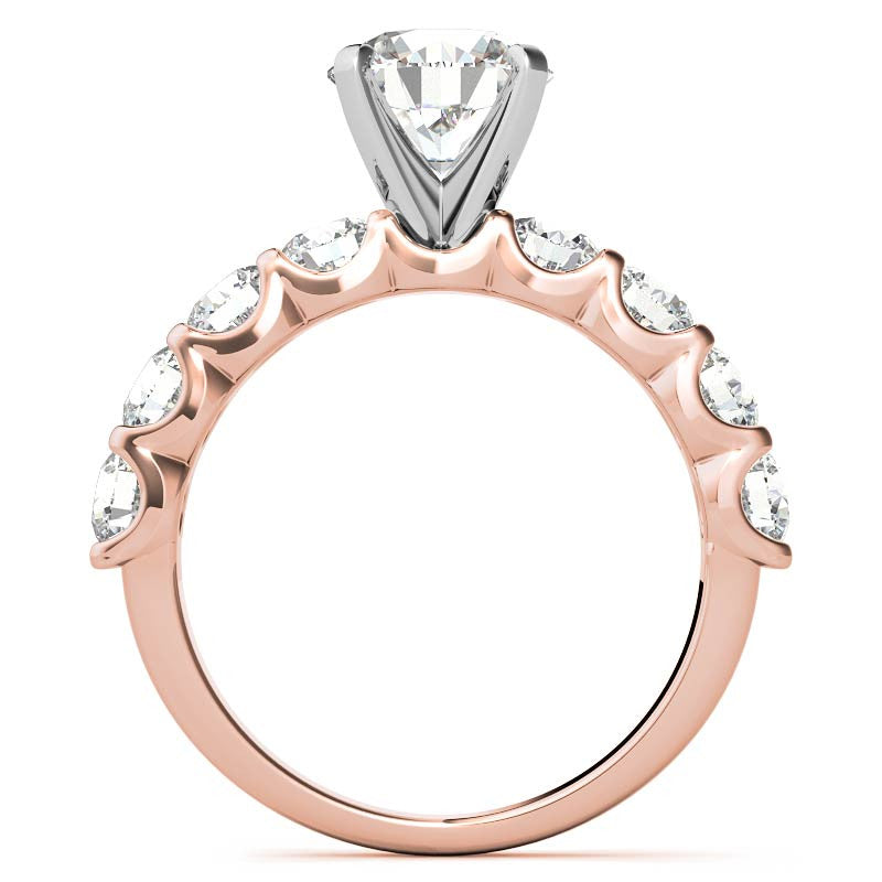 Moissanite U-Shaped Shared-Prong Semi-Eternity Ring, 1.2ct