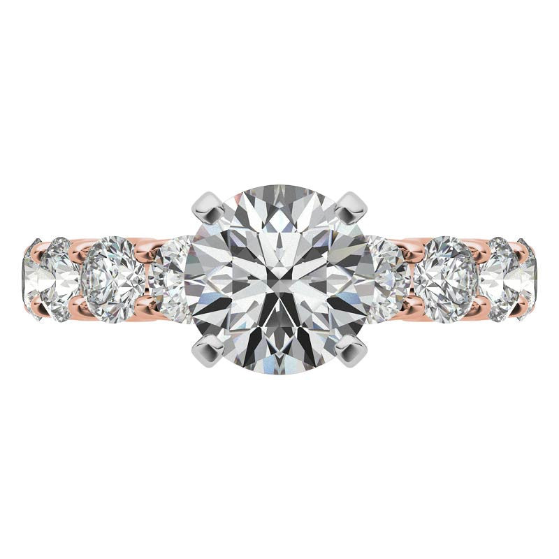 Moissanite U-Shaped Shared-Prong Semi-Eternity Ring, 1.2ct