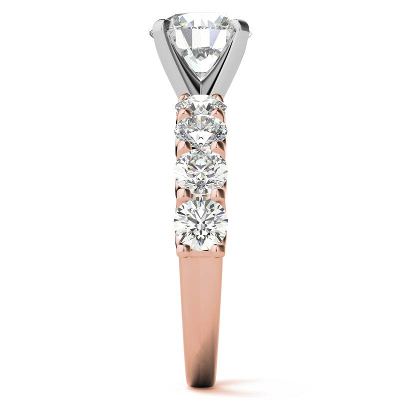 Moissanite U-Shaped Shared-Prong Semi-Eternity Ring, 1.2ct