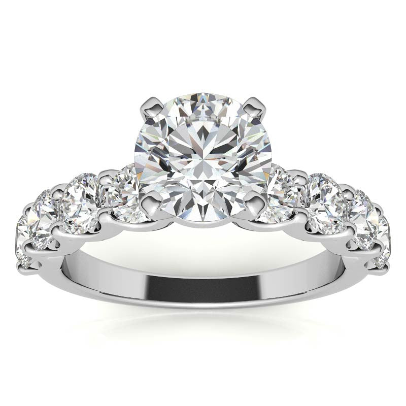 Moissanite U-Shaped Shared-Prong Semi-Eternity Ring, 1.2ct