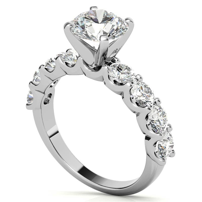 Moissanite U-Shaped Shared-Prong Semi-Eternity Ring, 1.2ct