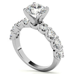 Moissanite U-Shaped Shared-Prong Semi-Eternity Ring, 1.2ct