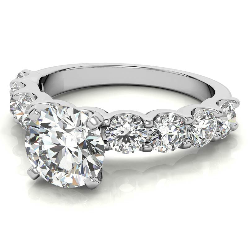 Moissanite U-Shaped Shared-Prong Semi-Eternity Ring, 1.2ct
