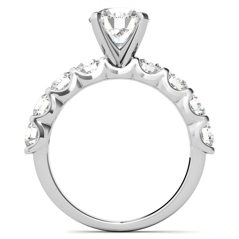 Moissanite U-Shaped Shared-Prong Semi-Eternity Ring, 1.2ct