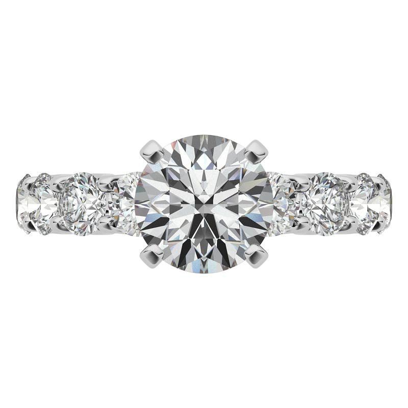 Moissanite U-Shaped Shared-Prong Semi-Eternity Ring, 1.2ct