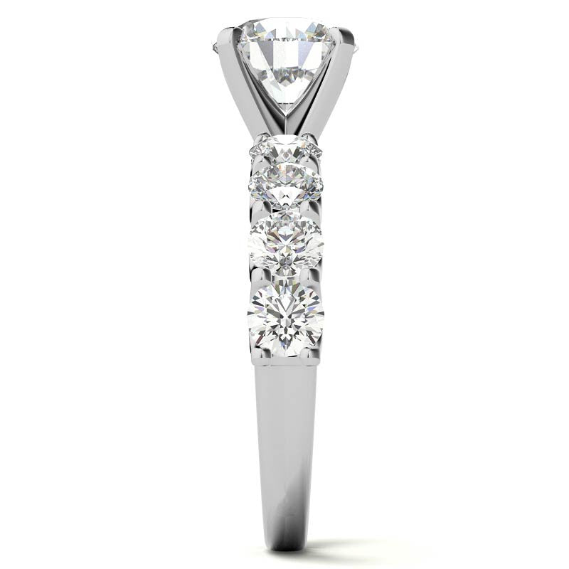 Moissanite U-Shaped Shared-Prong Semi-Eternity Ring, 1.2ct