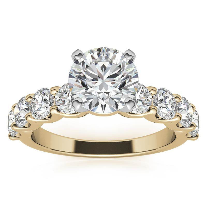 Moissanite U-Shaped Shared-Prong Semi-Eternity Ring, 1.2ct