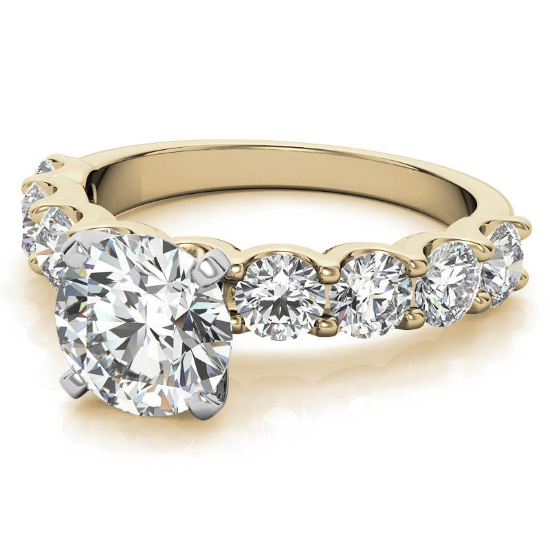 Moissanite U-Shaped Shared-Prong Semi-Eternity Ring, 1.2ct