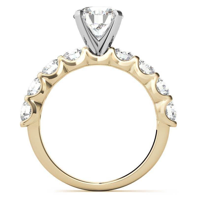 Moissanite U-Shaped Shared-Prong Semi-Eternity Ring, 1.2ct