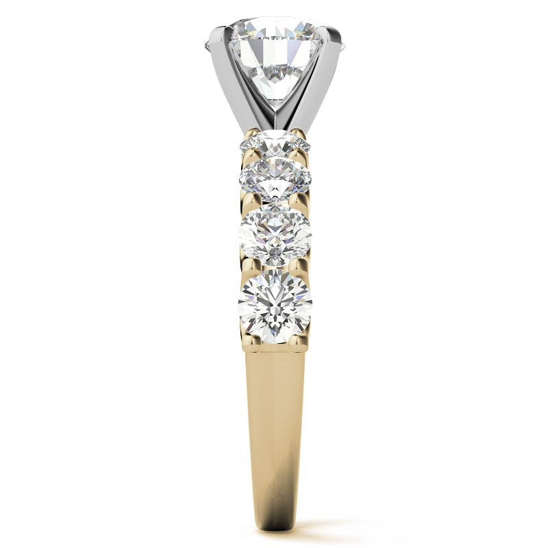 Moissanite U-Shaped Shared-Prong Semi-Eternity Ring, 1.2ct