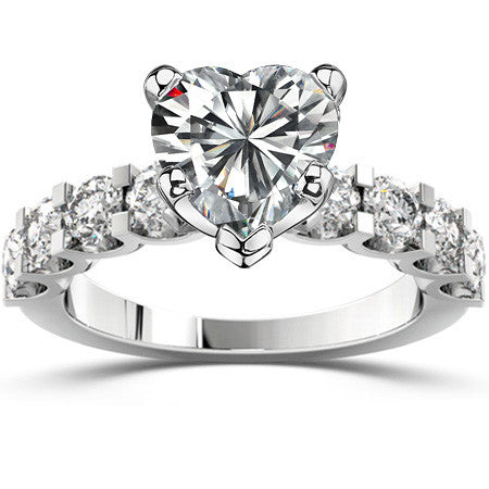 Moissanite U-Shaped Shared-Prong Semi-Eternity Ring, 1.2ct