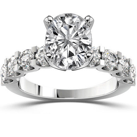 Moissanite U-Shaped Shared-Prong Semi-Eternity Ring, 1.2ct