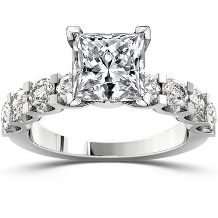Moissanite U-Shaped Shared-Prong Semi-Eternity Ring, 1.2ct