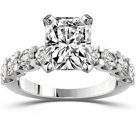 Moissanite U-Shaped Shared-Prong Semi-Eternity Ring, 1.2ct