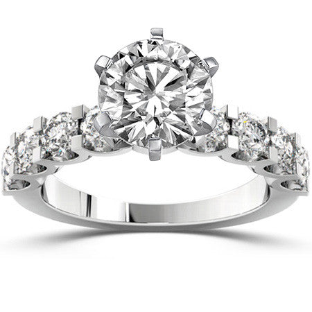 Moissanite U-Shaped Shared-Prong Semi-Eternity Ring, 1.2ct