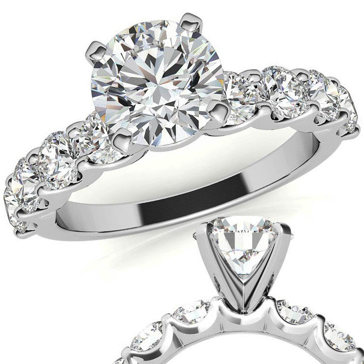 Moissanite U-Shaped Shared-Prong Semi-Eternity Ring, 1.2ct