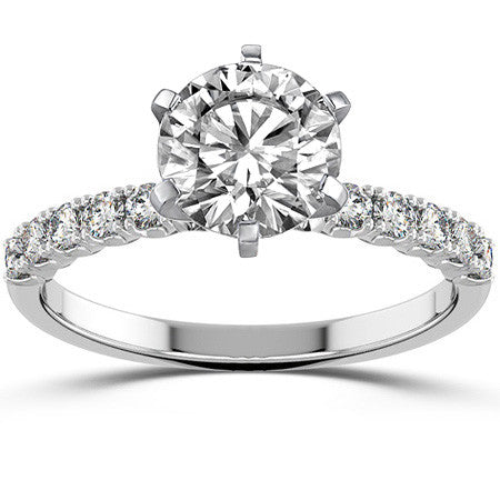 Round Brilliant Moissanite 4-Prong Set Semi-Eternity Ring (0.36ct)