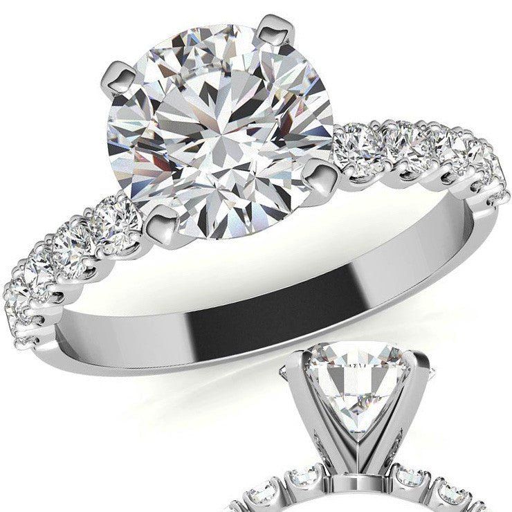 Round Brilliant Moissanite 4-Prong Set Semi-Eternity Ring (0.36ct)