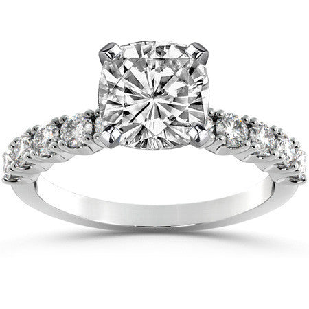 Round Brilliant Moissanite 4-Prong Set Semi-Eternity Ring (0.60ct)