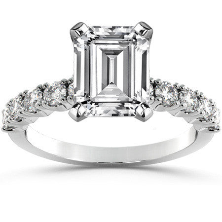 Round Brilliant Moissanite 4-Prong Set Semi-Eternity Ring (0.60ct)