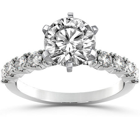 Round Brilliant Moissanite 4-Prong Set Semi-Eternity Ring (0.60ct)