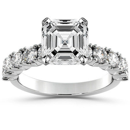 Round Brilliant Moissanite 4-Prong Set Semi-Eternity Ring, 1ct