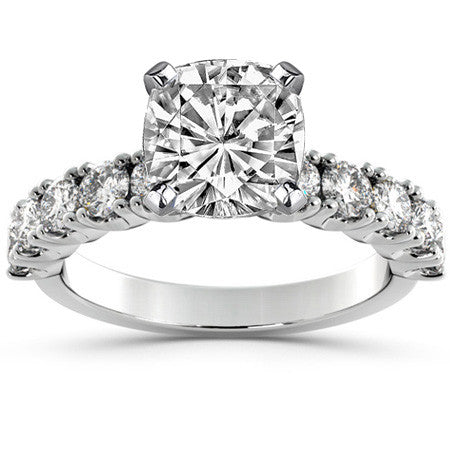 Round Brilliant Moissanite 4-Prong Set Semi-Eternity Ring, 1ct