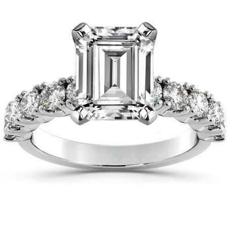 Round Brilliant Moissanite 4-Prong Set Semi-Eternity Ring, 1ct