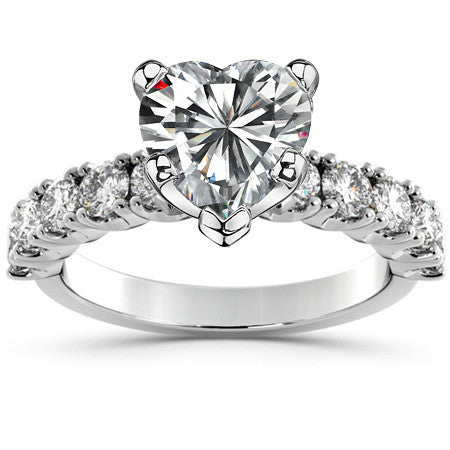 Round Brilliant Moissanite 4-Prong Set Semi-Eternity Ring, 1ct