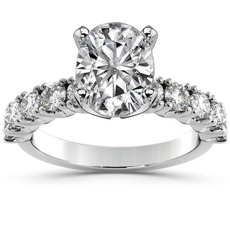 Round Brilliant Moissanite 4-Prong Set Semi-Eternity Ring, 1ct