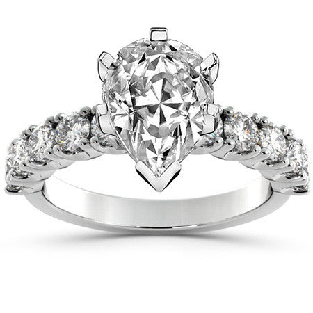 Round Brilliant Moissanite 4-Prong Set Semi-Eternity Ring, 1ct