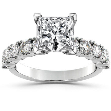 Round Brilliant Moissanite 4-Prong Set Semi-Eternity Ring, 1ct