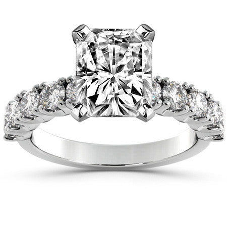 Round Brilliant Moissanite 4-Prong Set Semi-Eternity Ring, 1ct