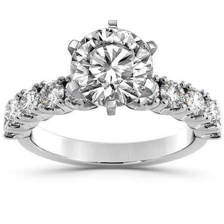 Round Brilliant Moissanite 4-Prong Set Semi-Eternity Ring, 1ct